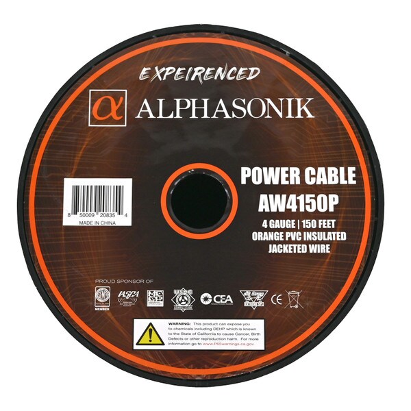 Main product image for Alphasonik AW4150P 4 Gauge Power Wire Roll 150 ft Orange268-718